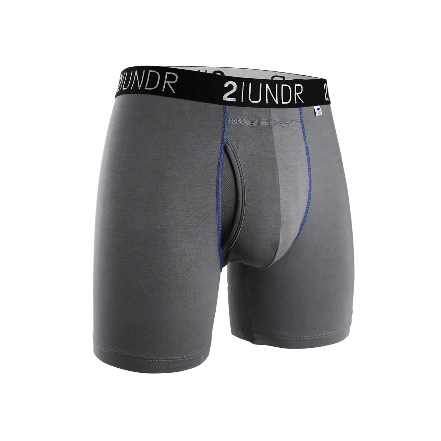 2UNDR Swing Shift 6" Boxer Brief - Grey/Blue