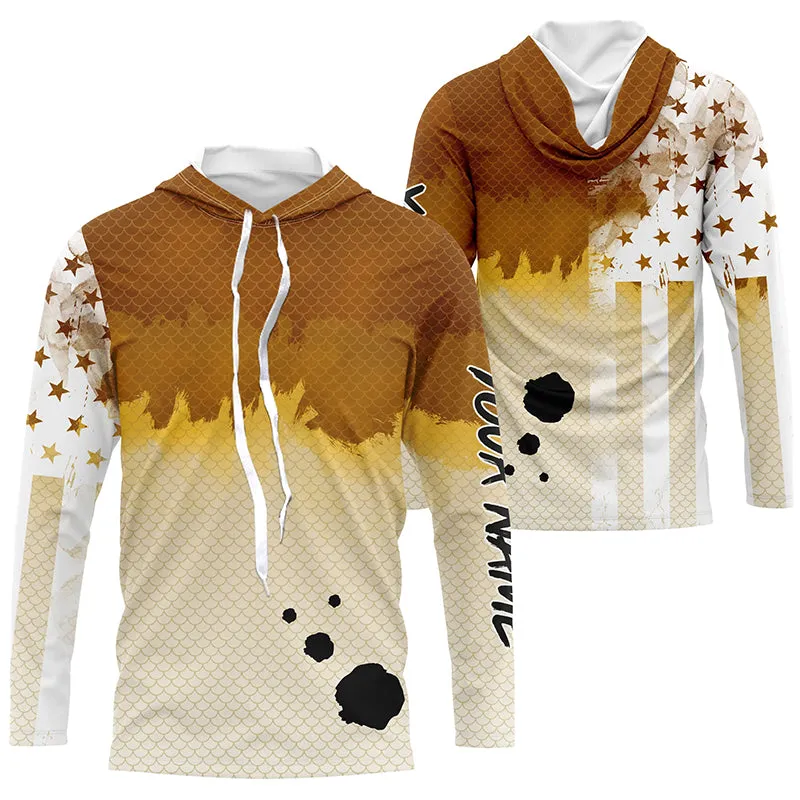 American flag Redfish fishing scales personalized patriotic UV Protection Long Sleeve Fishing jerseys NQS5629