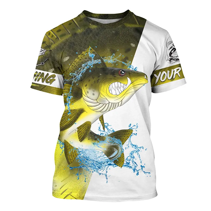 Angry Walleye fishing Custom sun protection performance Fishing T-shirt, Walleye Fishing jerseys NQS5515