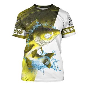Angry Walleye fishing Custom sun protection performance Fishing T-shirt, Walleye Fishing jerseys NQS5515