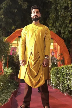 Atul - Mustard Cowl Kurta Set