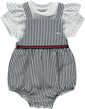 Baby girl blue and white shortie set