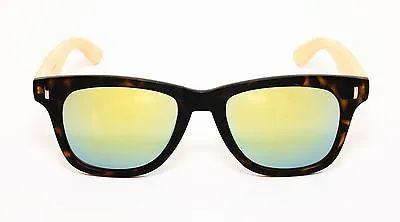 Bamboo Mirror Lens Sunglasses-Unisex Wood(Legs),Plastic(Front Frame)100%_ UV400