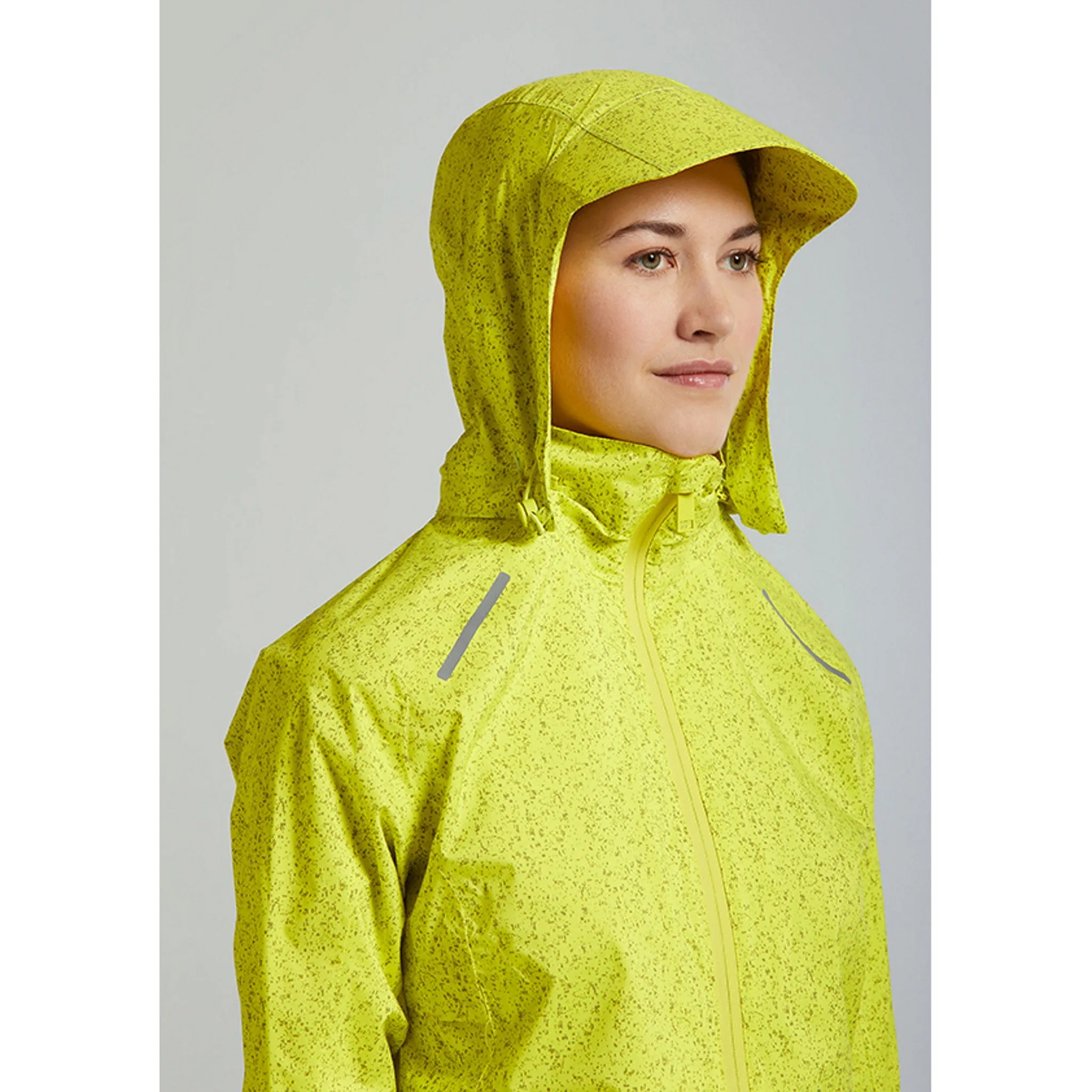 Basil Skane Women's Hi-Vis Bicycle Rain Jacket Neon Yellow Full Reflective