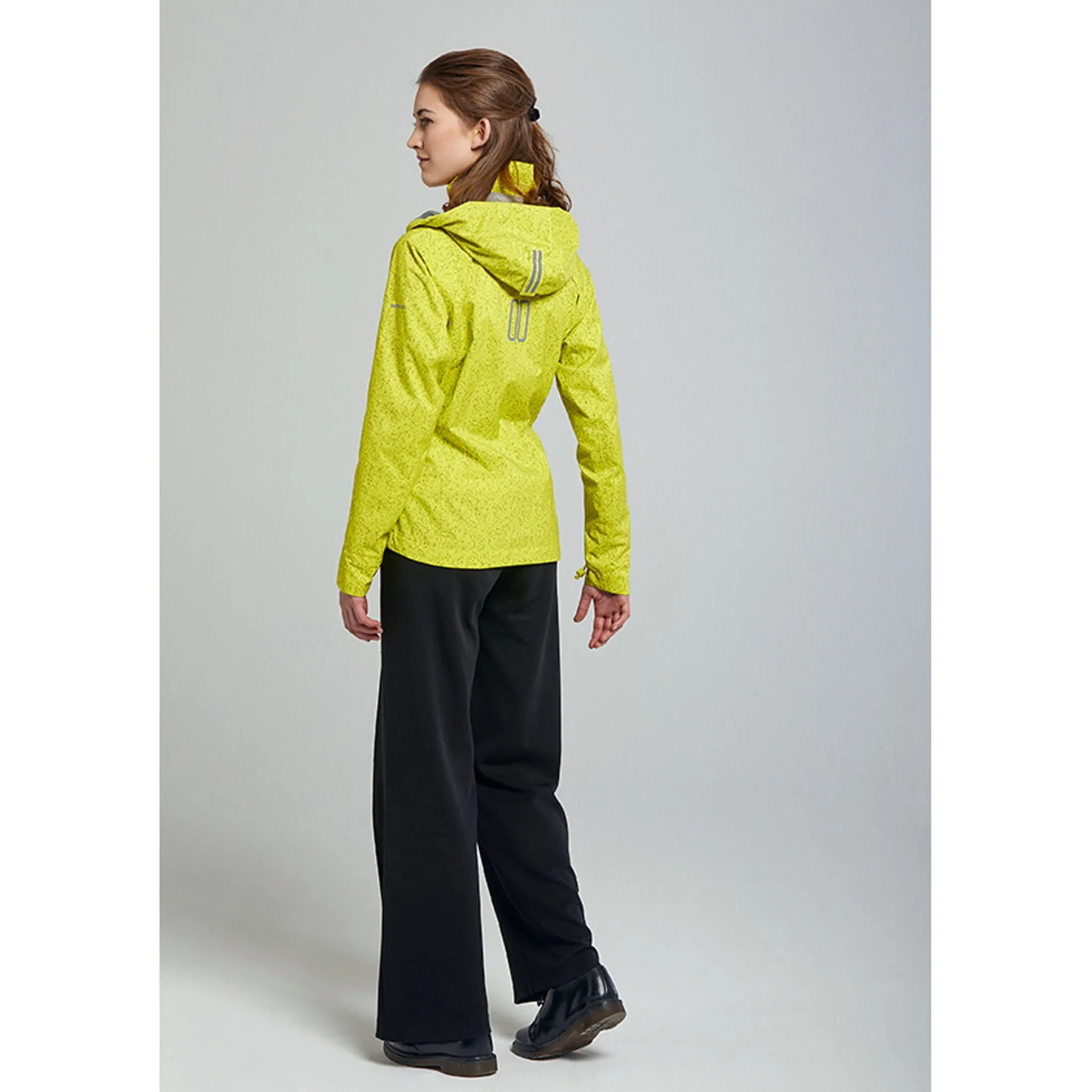 Basil Skane Women's Hi-Vis Bicycle Rain Jacket Neon Yellow Full Reflective