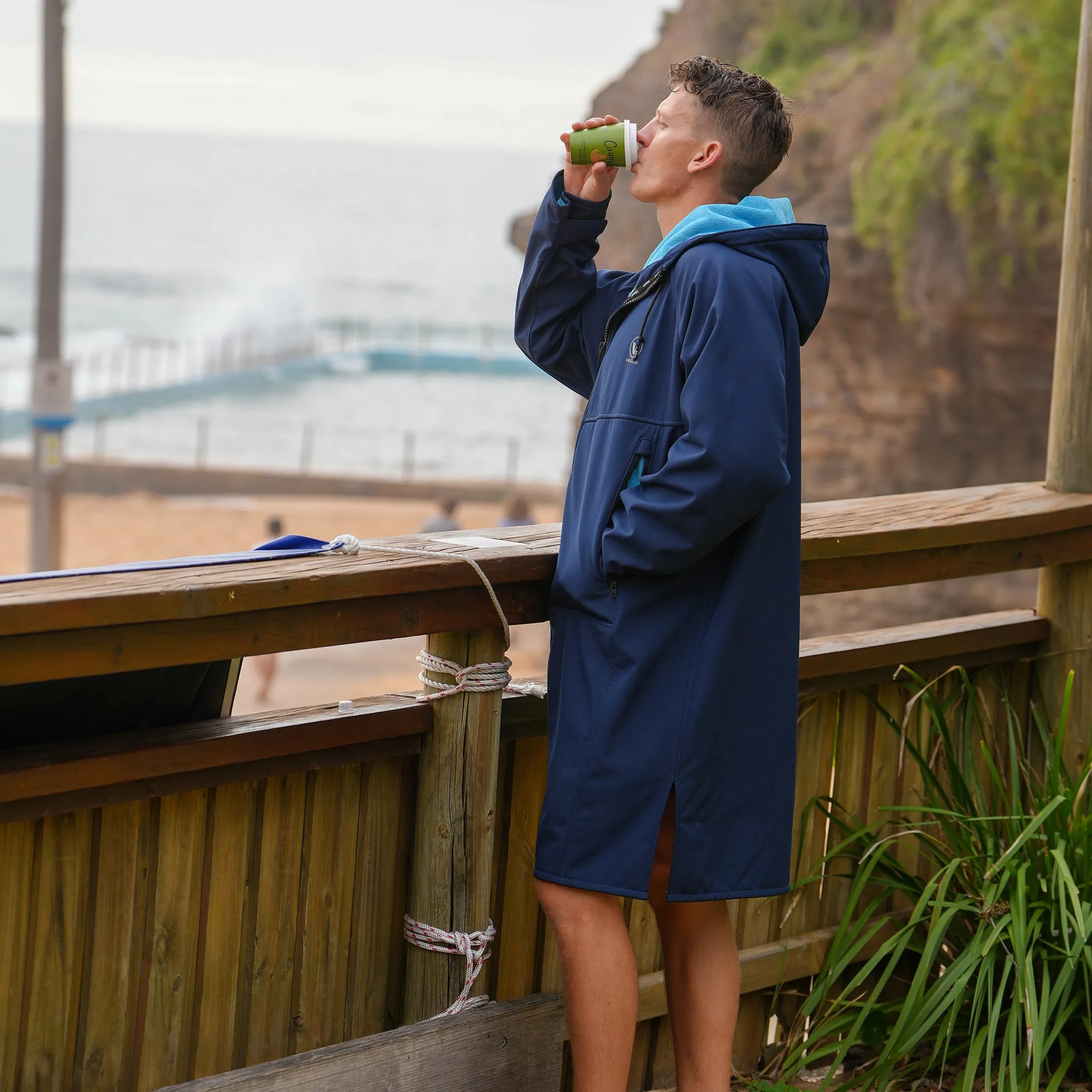 BEACH COAT - NAVY/CYAN
