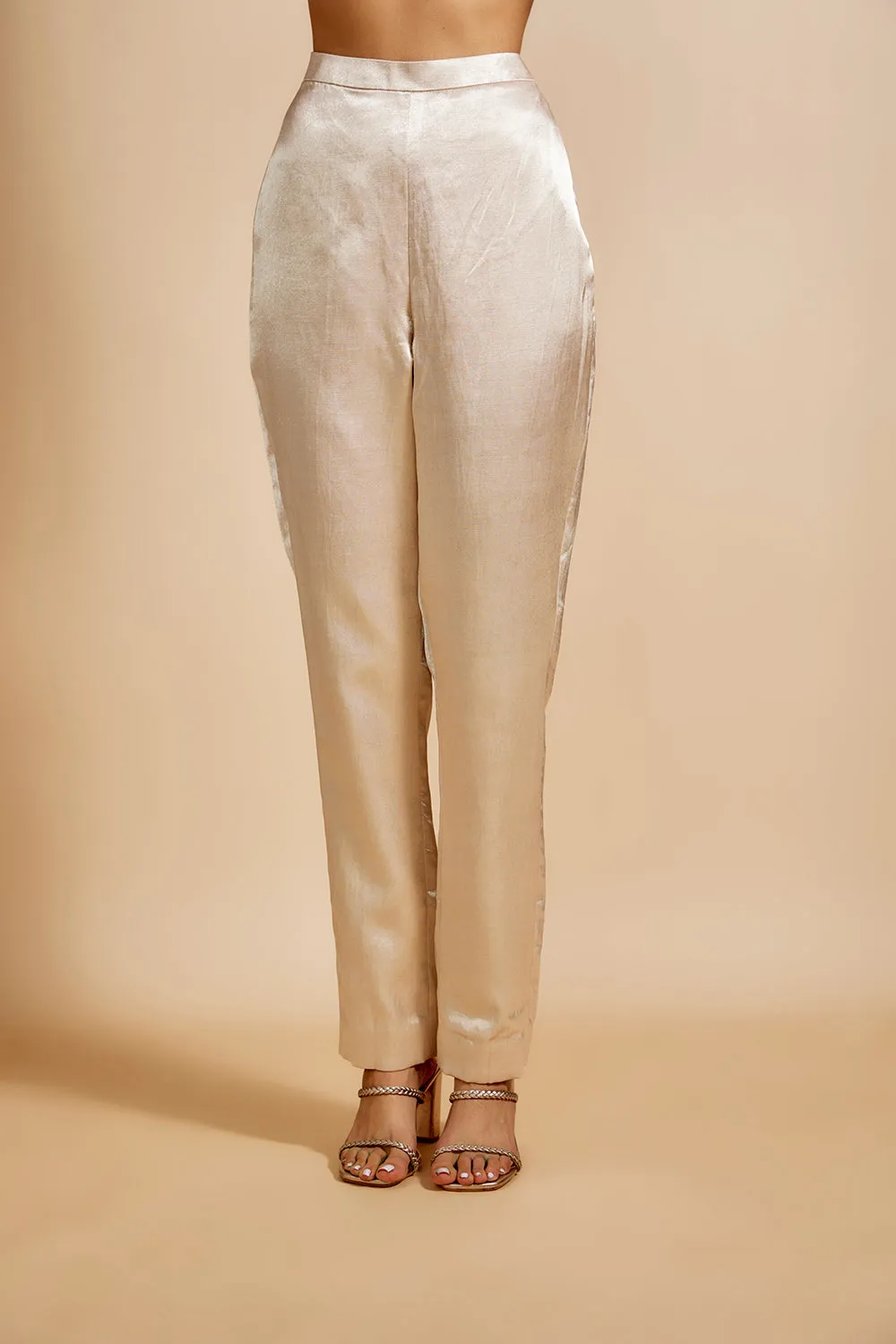 Beige Embroiderd jacket with Beige Top And Pant