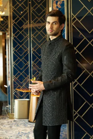 Black Chikenkari Sherwani