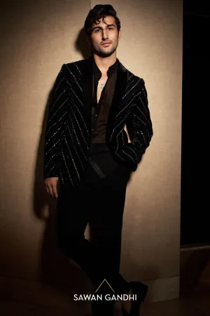Black mirror chevron jacket