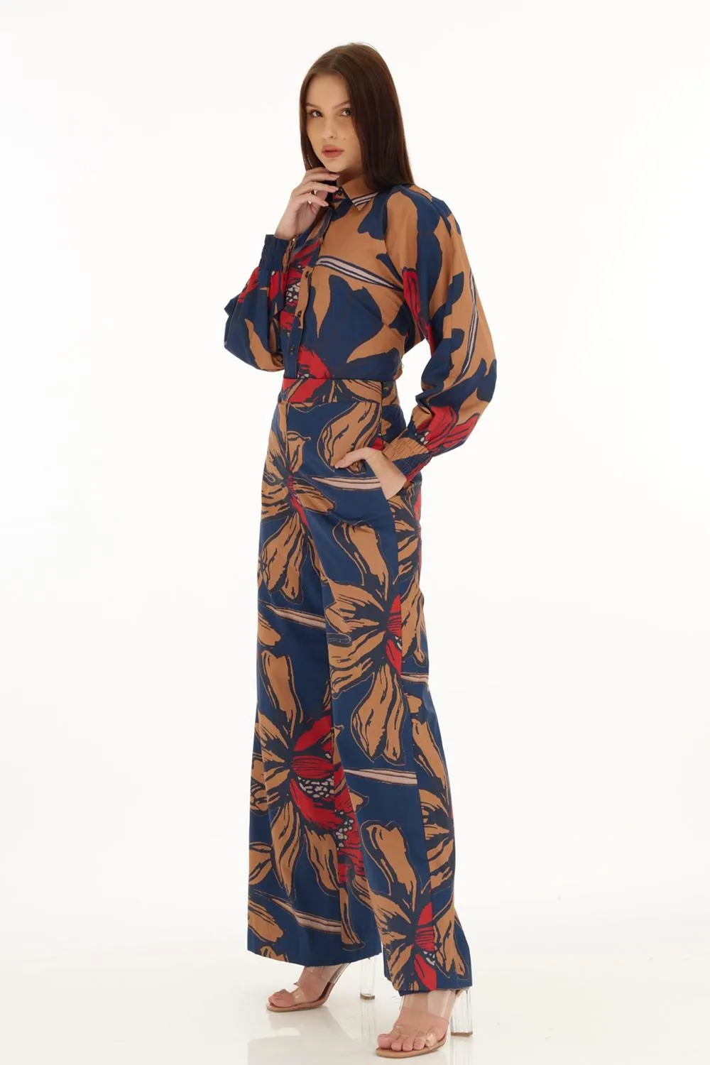 Blue & Orange Floral Pants