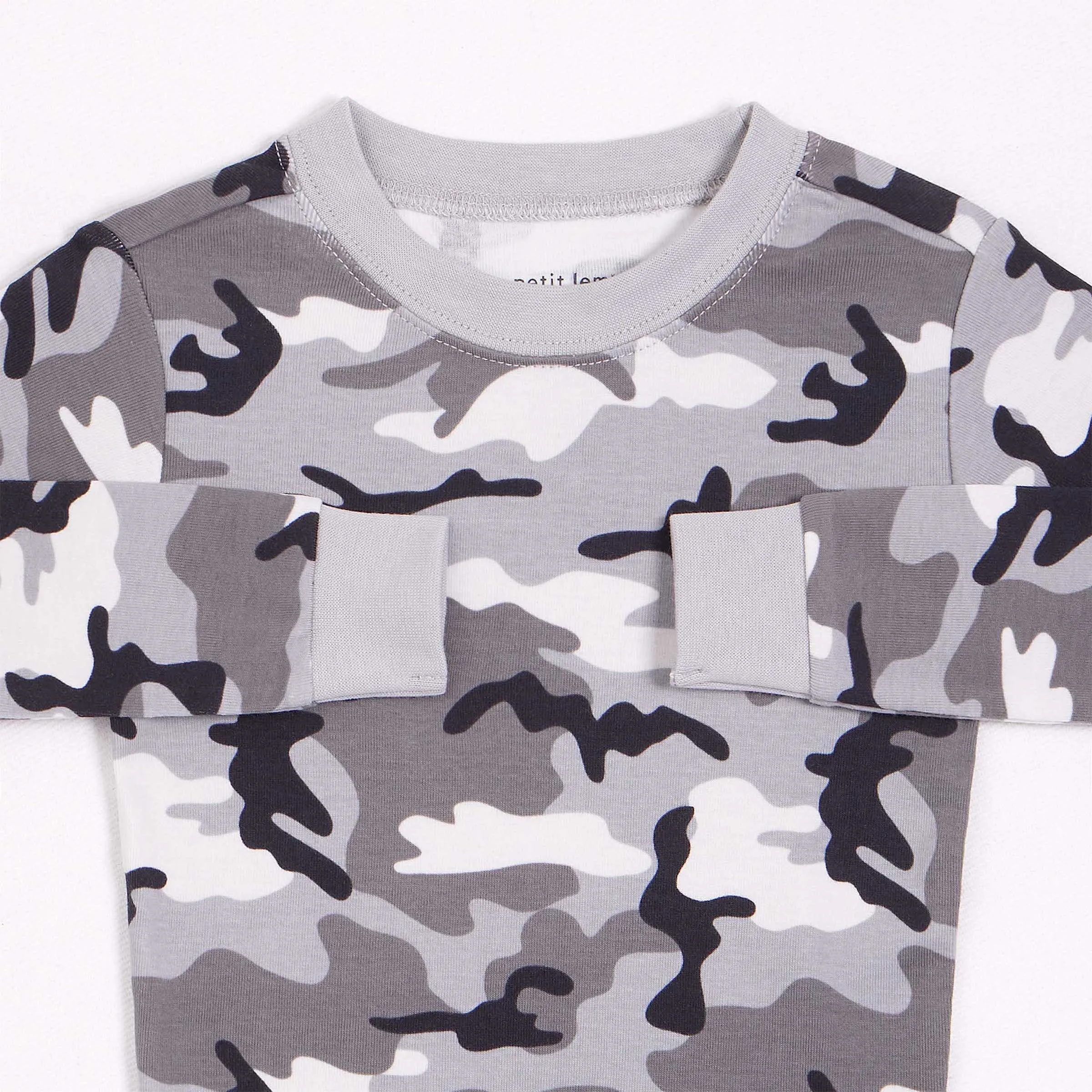 Camo Print on Heather Grey PJ Set