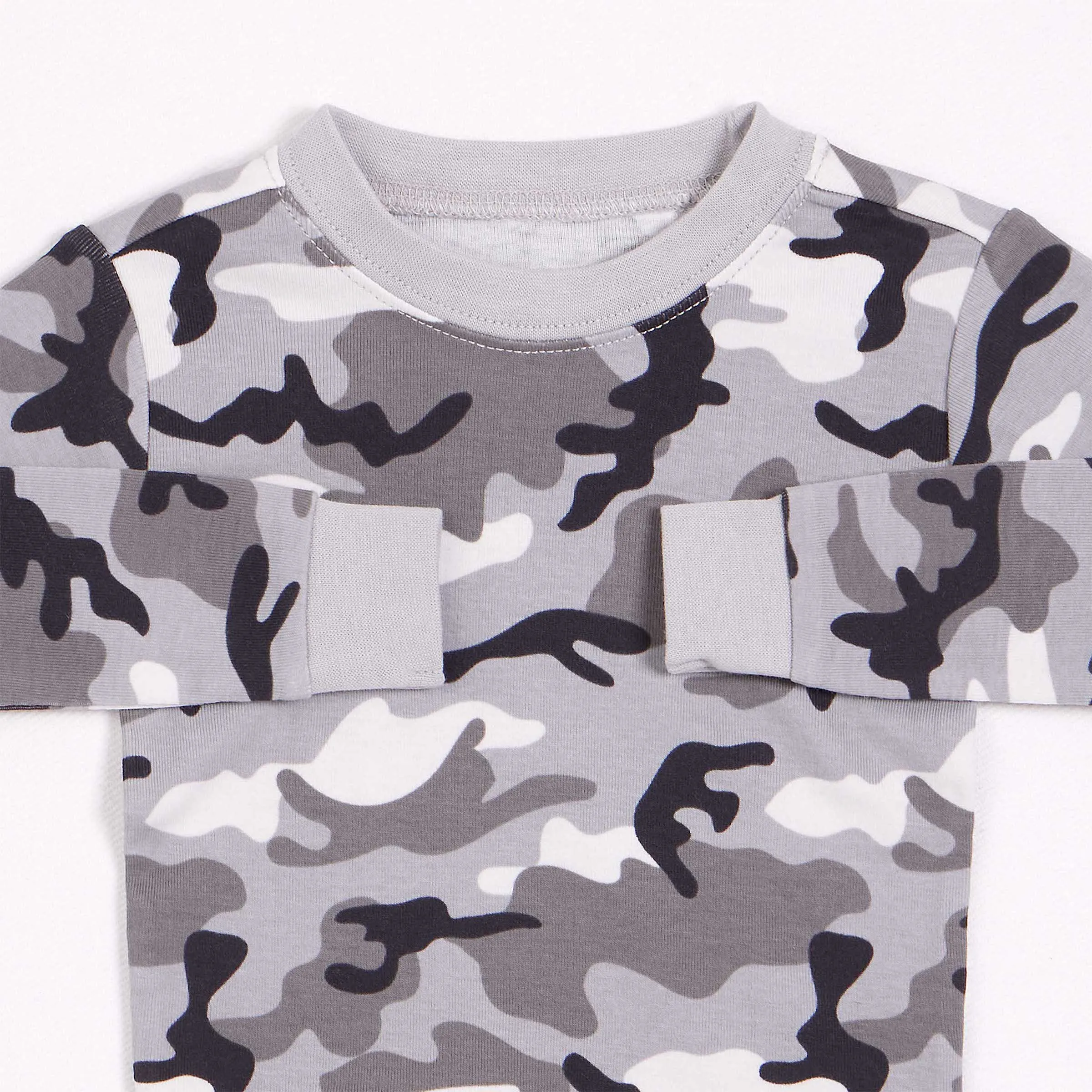 Camo Print on Heather Grey PJ Set