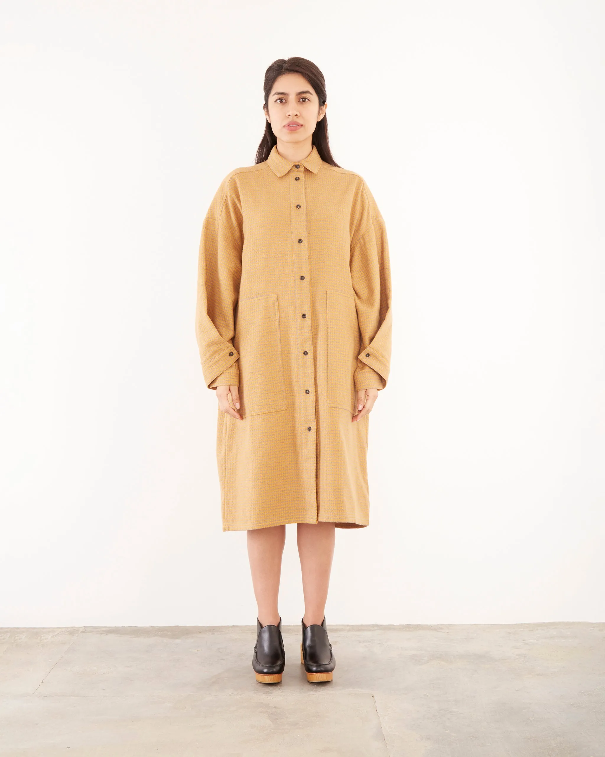 Cast Shirtdress in Orange Houndstooth