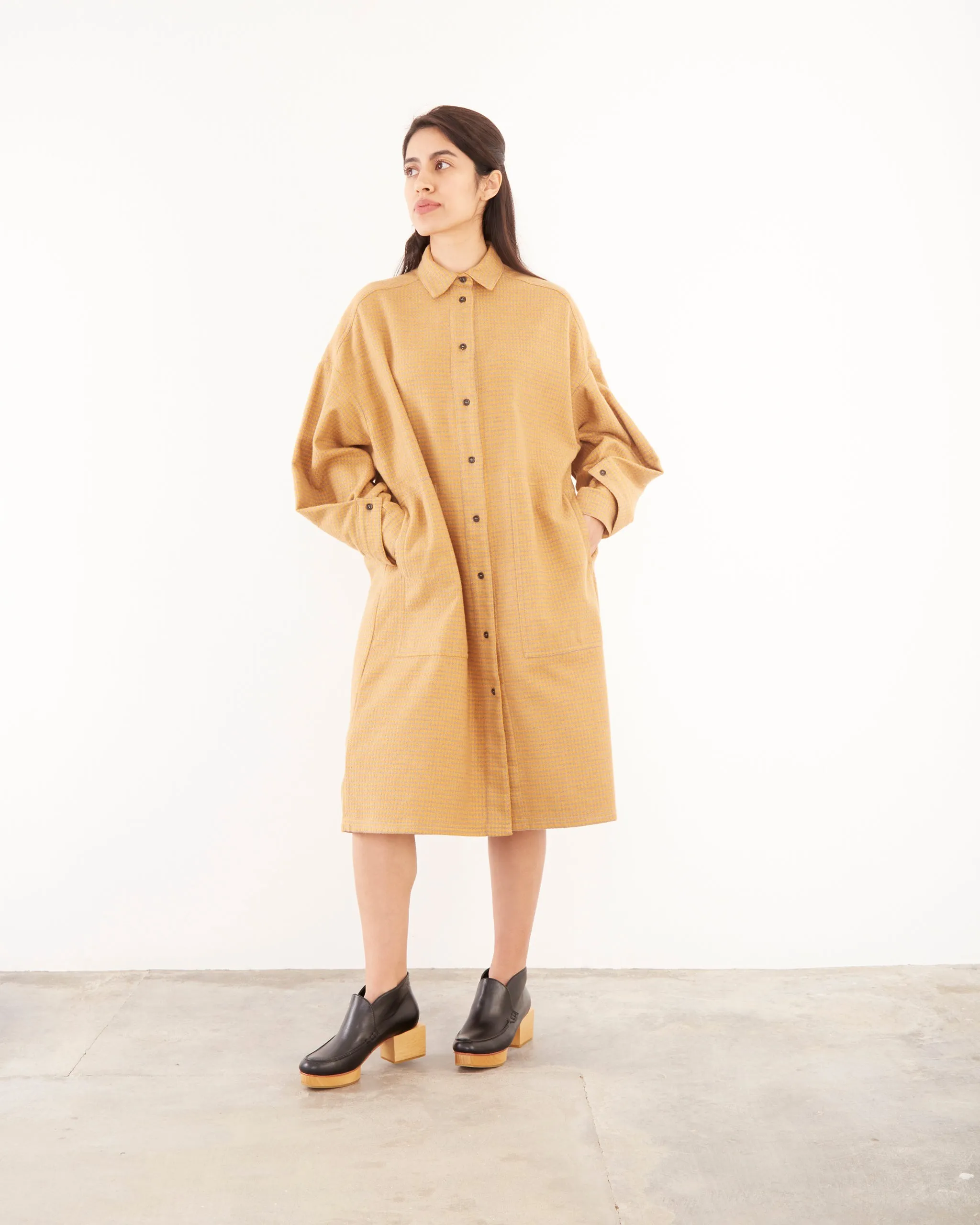 Cast Shirtdress in Orange Houndstooth