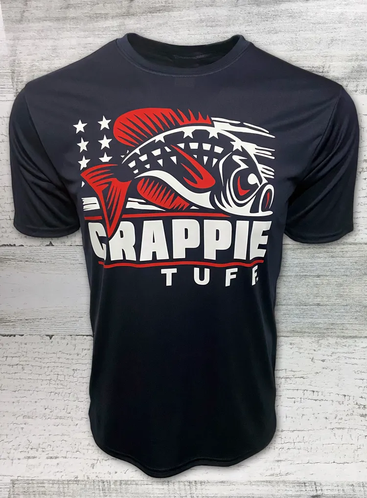 Crappie Tuff - Patriot - Crappie Shirt UV Performance Short Sleeve Tee Navy