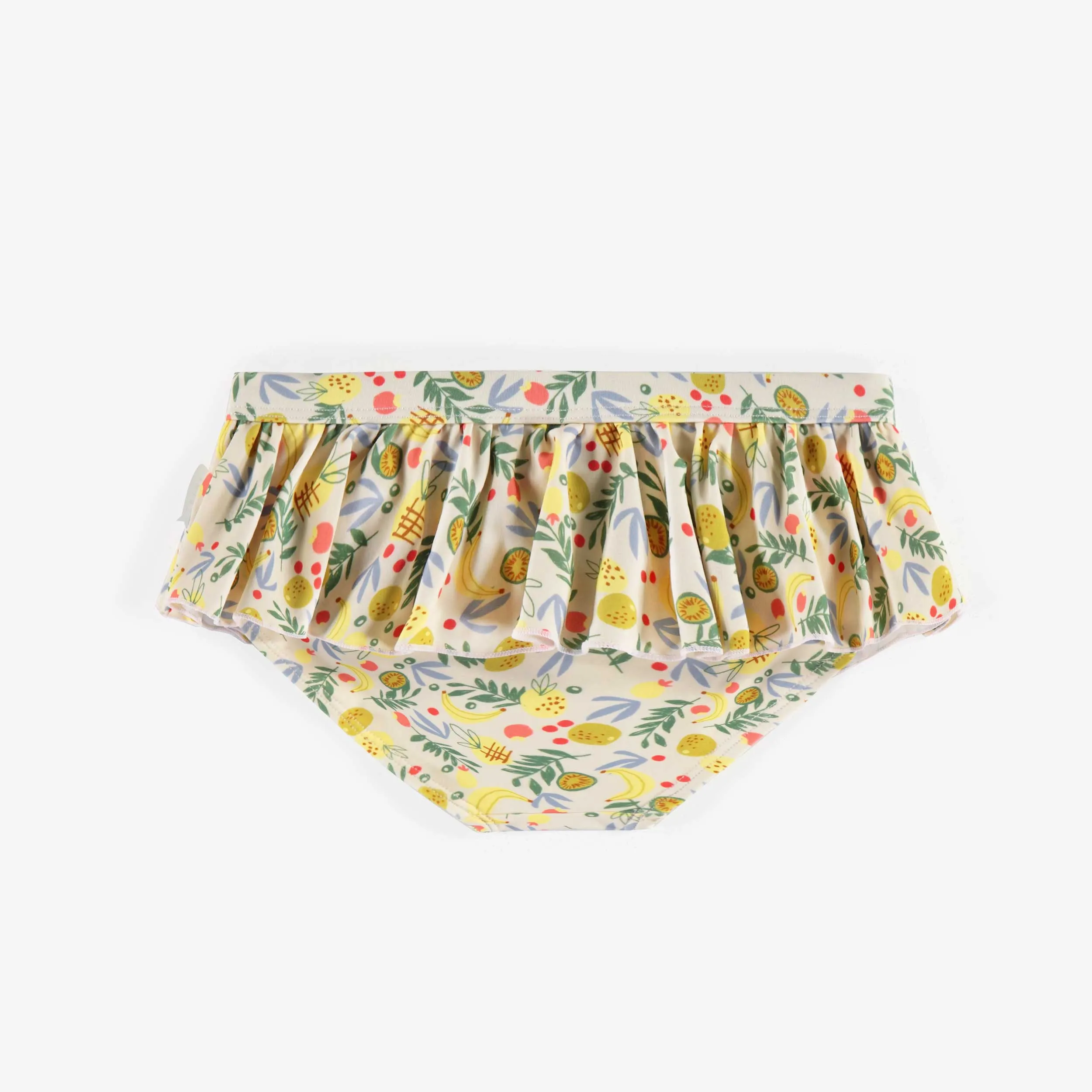 Culotte de bain avec volant et motifs tropicaux, enfant || Bathing short with ruffle and tropical patterns, child