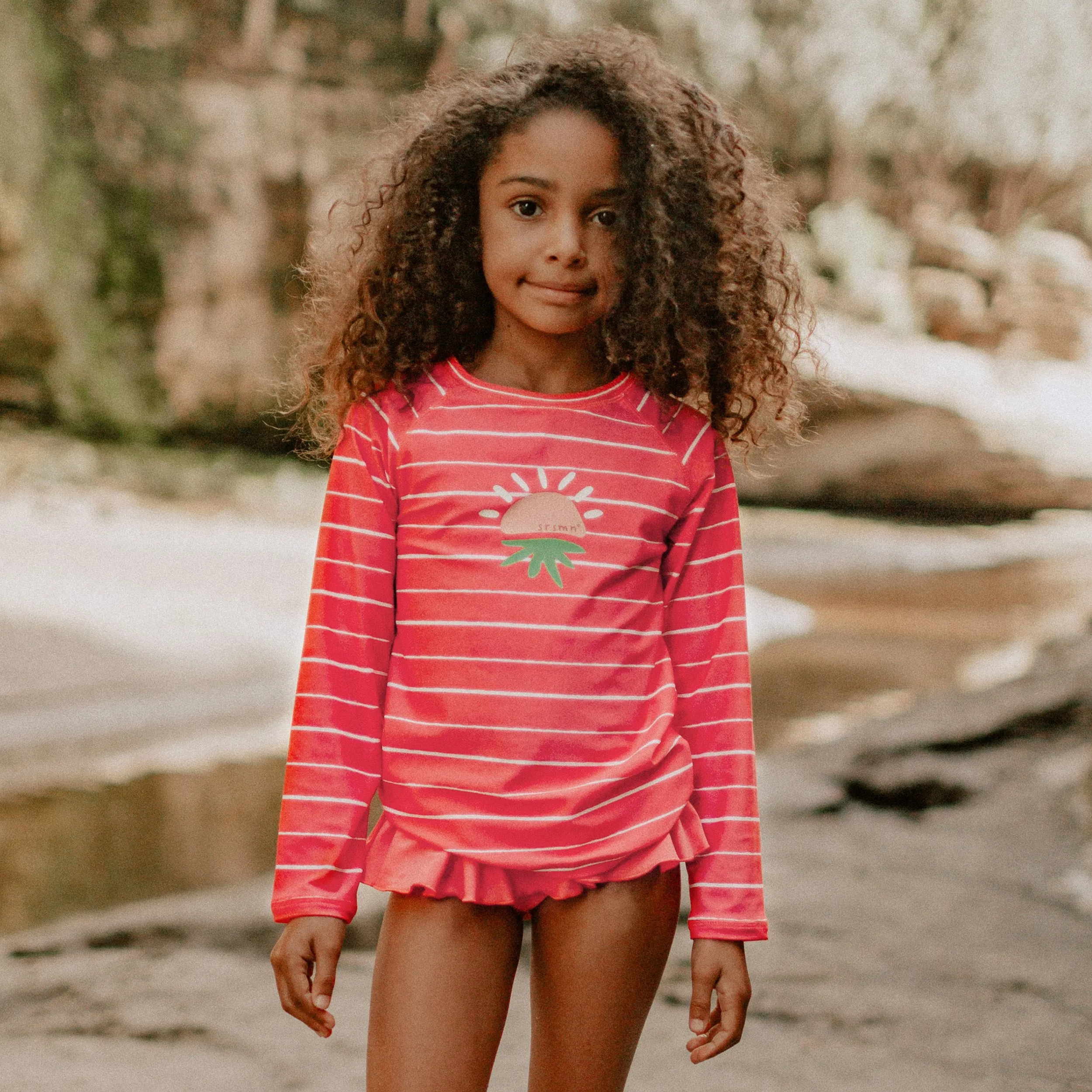 Culotte de bain rose à volant, enfant || Pink bathing short with ruffle, child