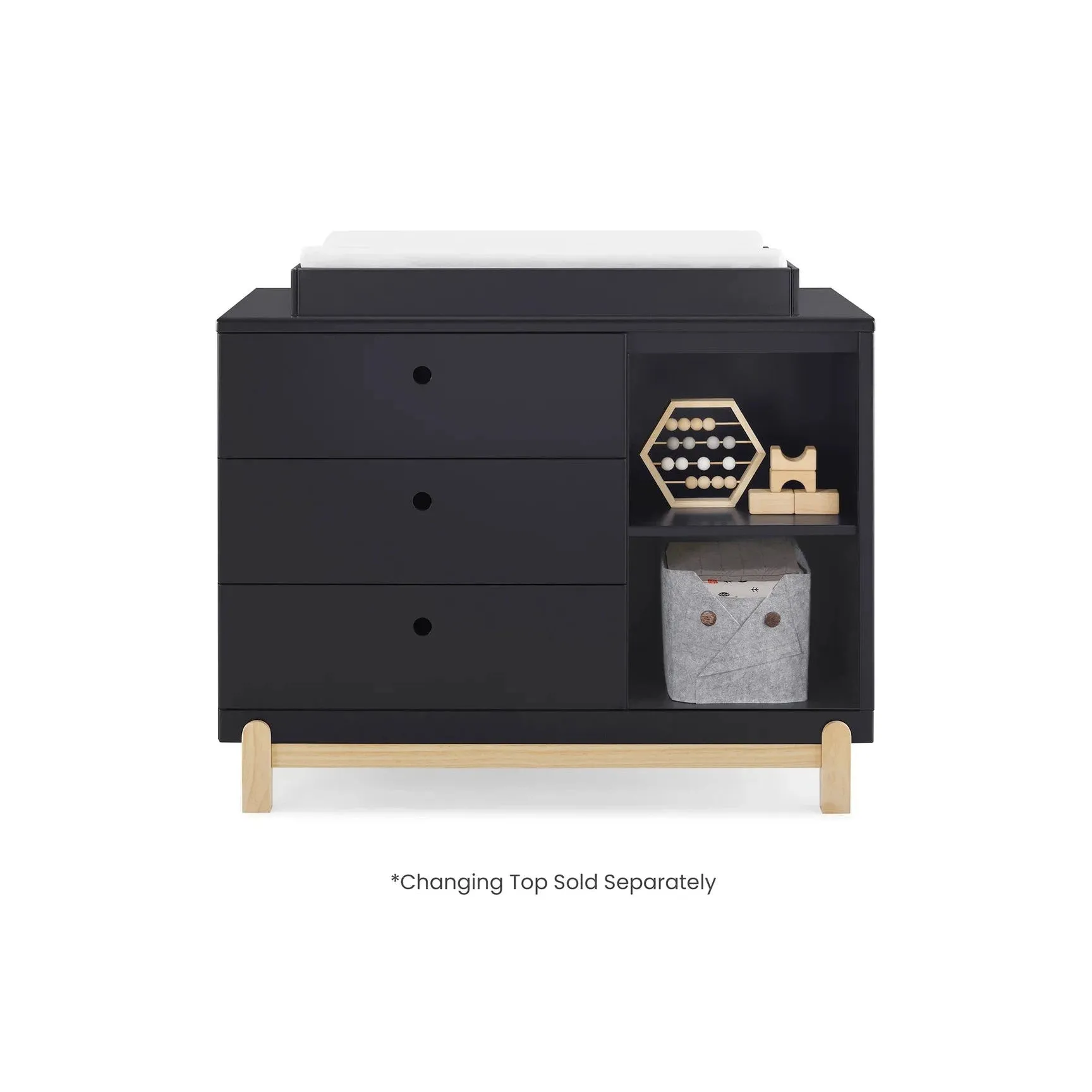 Delta Poppy 3 Drawer Dresser with Cubbies - Midnight & Natural