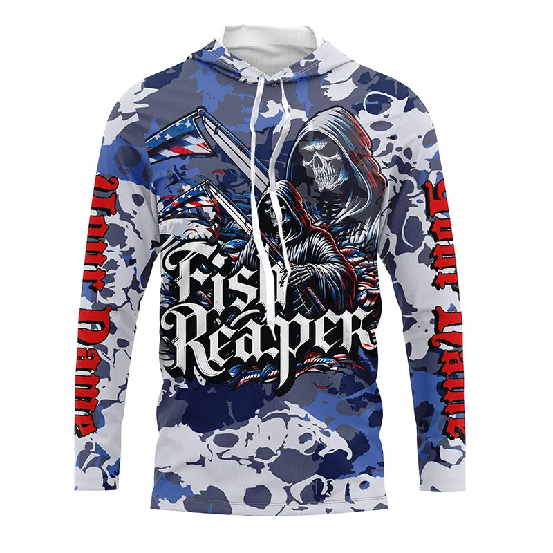 Fish Reaper Camo Long Sleeve Performance Fishing Shirts With Customized Name For Men, Women And Kids IPHW5540