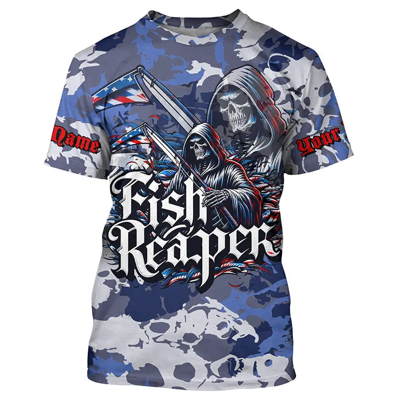 Fish Reaper Camo Long Sleeve Performance Fishing Shirts With Customized Name For Men, Women And Kids IPHW5540