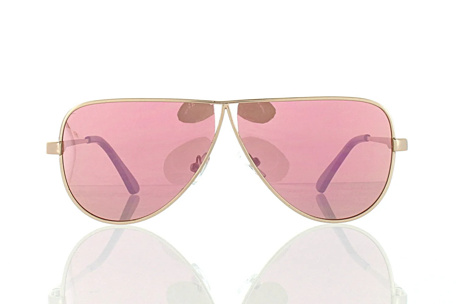 Flat Rose Gold Tear Drop Aviator Sunglasses with Pink Lens 100% UV400