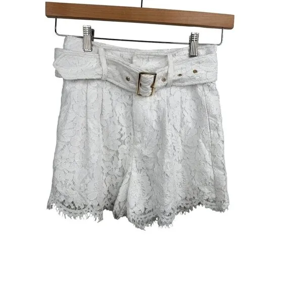 GENERATION LOVE Sydney White Lace Shorts Belted Size XS NEW