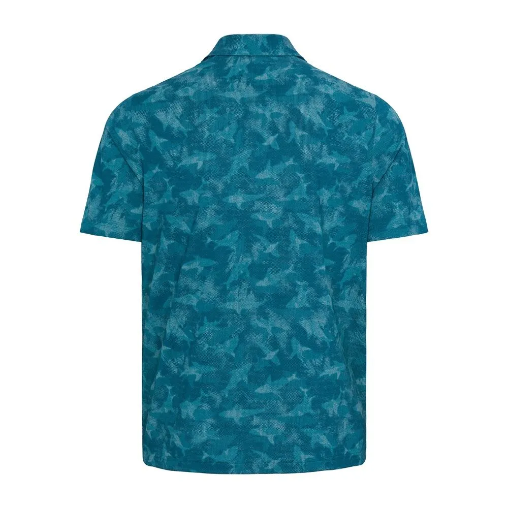Greg Norman Ventilated Shark Print Polo - Dark Meadow