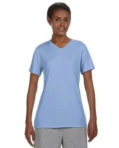 Hanes Sport Women's Cool DRI Performance V-Neck Tee,Light Blue,X-Large