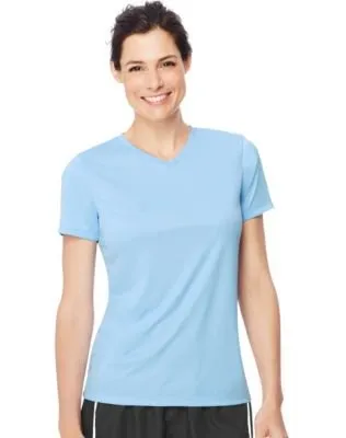 Hanes Sport Women's Cool DRI Performance V-Neck Tee,Light Blue,X-Large