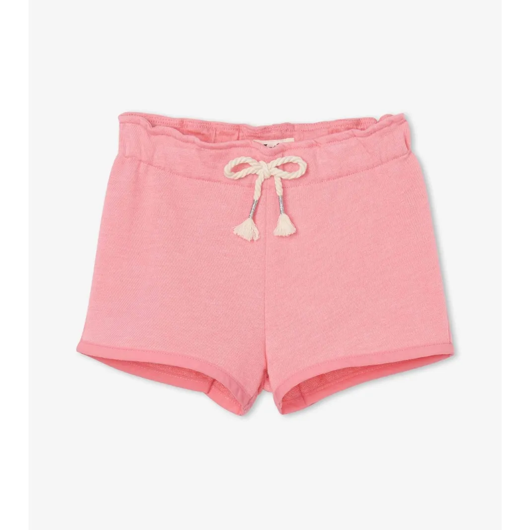 Hatley Geranium Pink French Terry Paper Bag Shorts