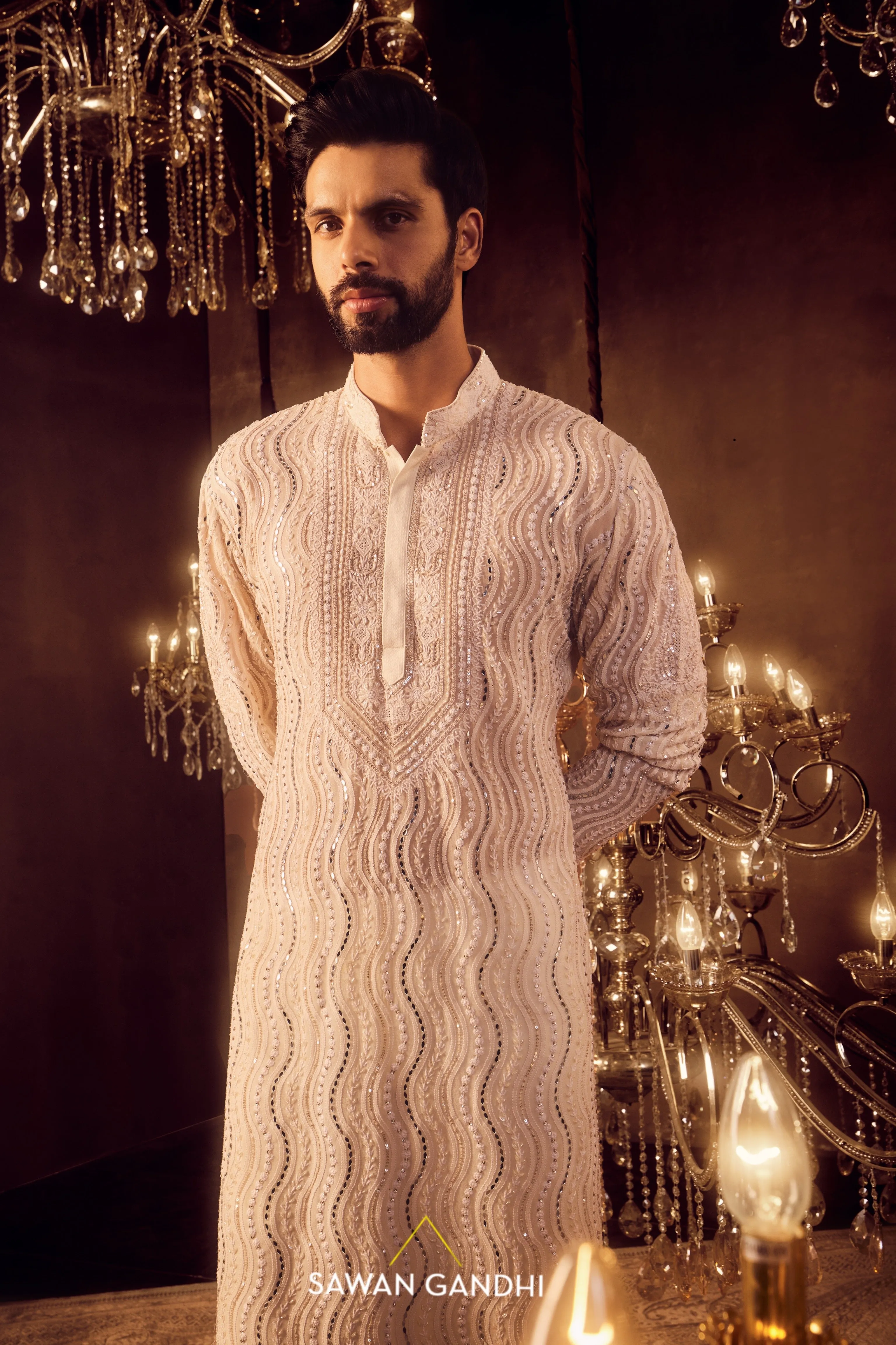 Ivory wave chikankari kurta