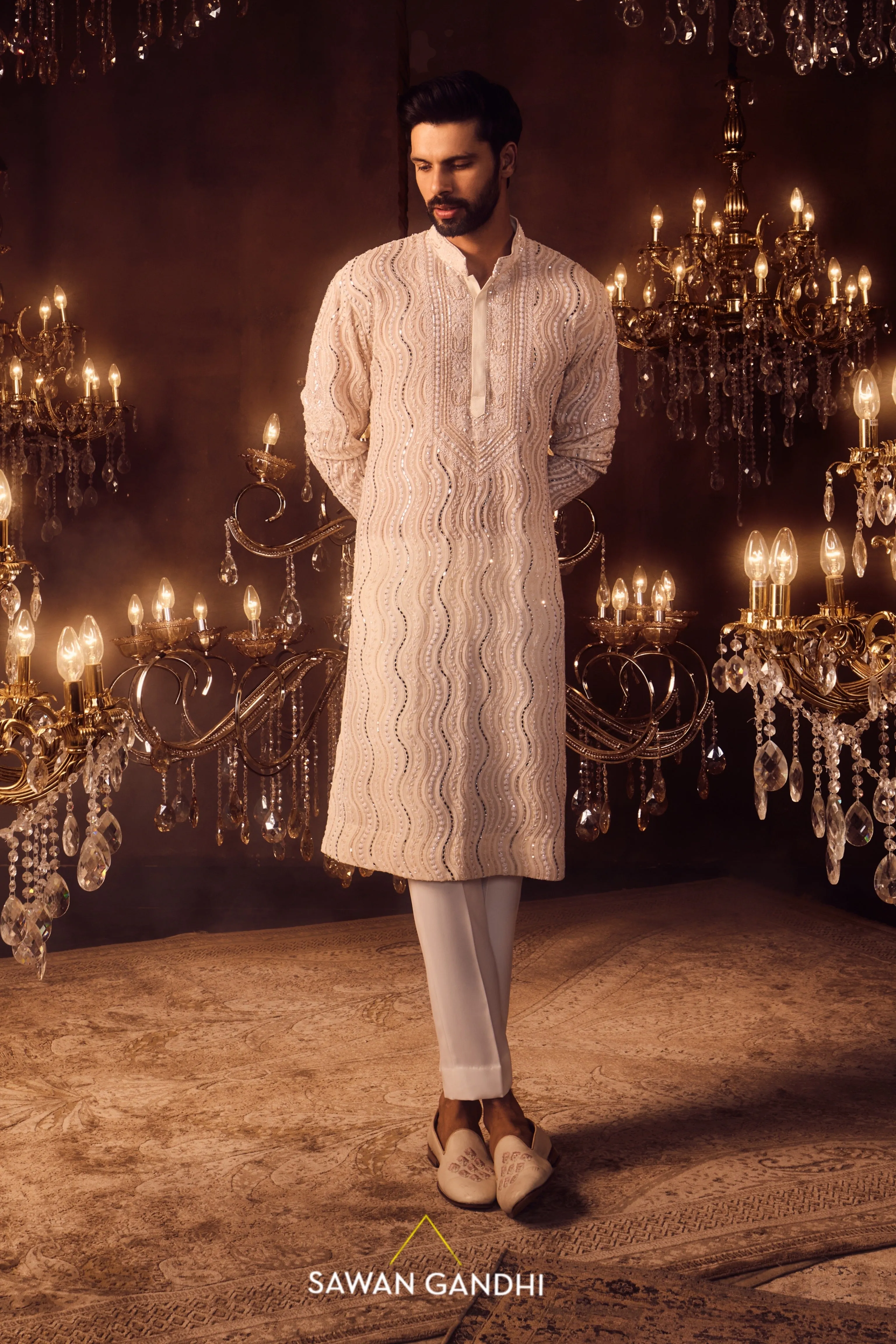 Ivory wave chikankari kurta