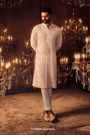 Ivory wave chikankari kurta