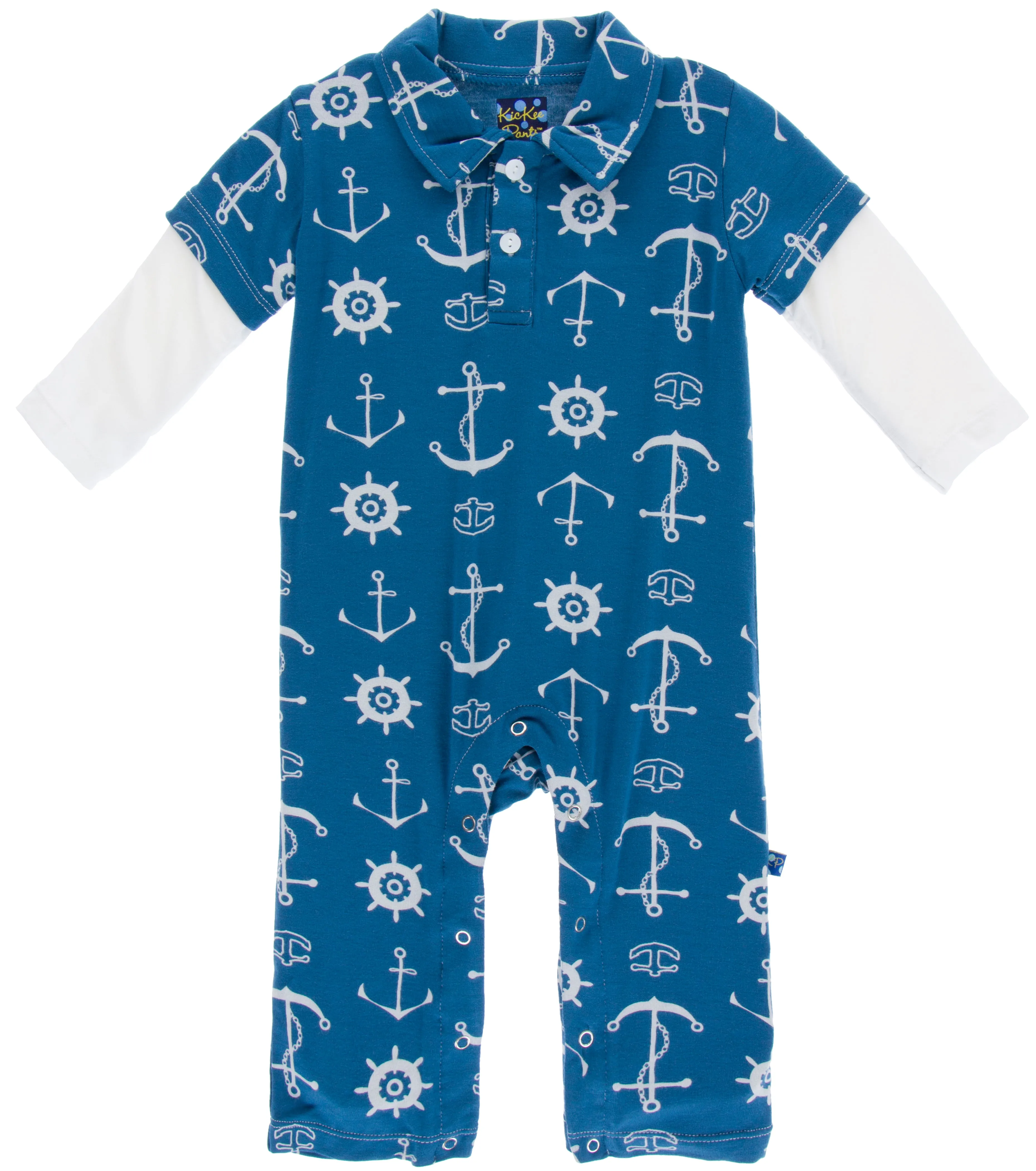 KicKee Pants Twilight Anchor Double Layer Polo Romper
