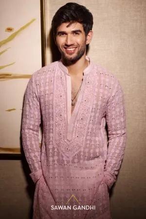 Lilac Chikankari shimmer kurta