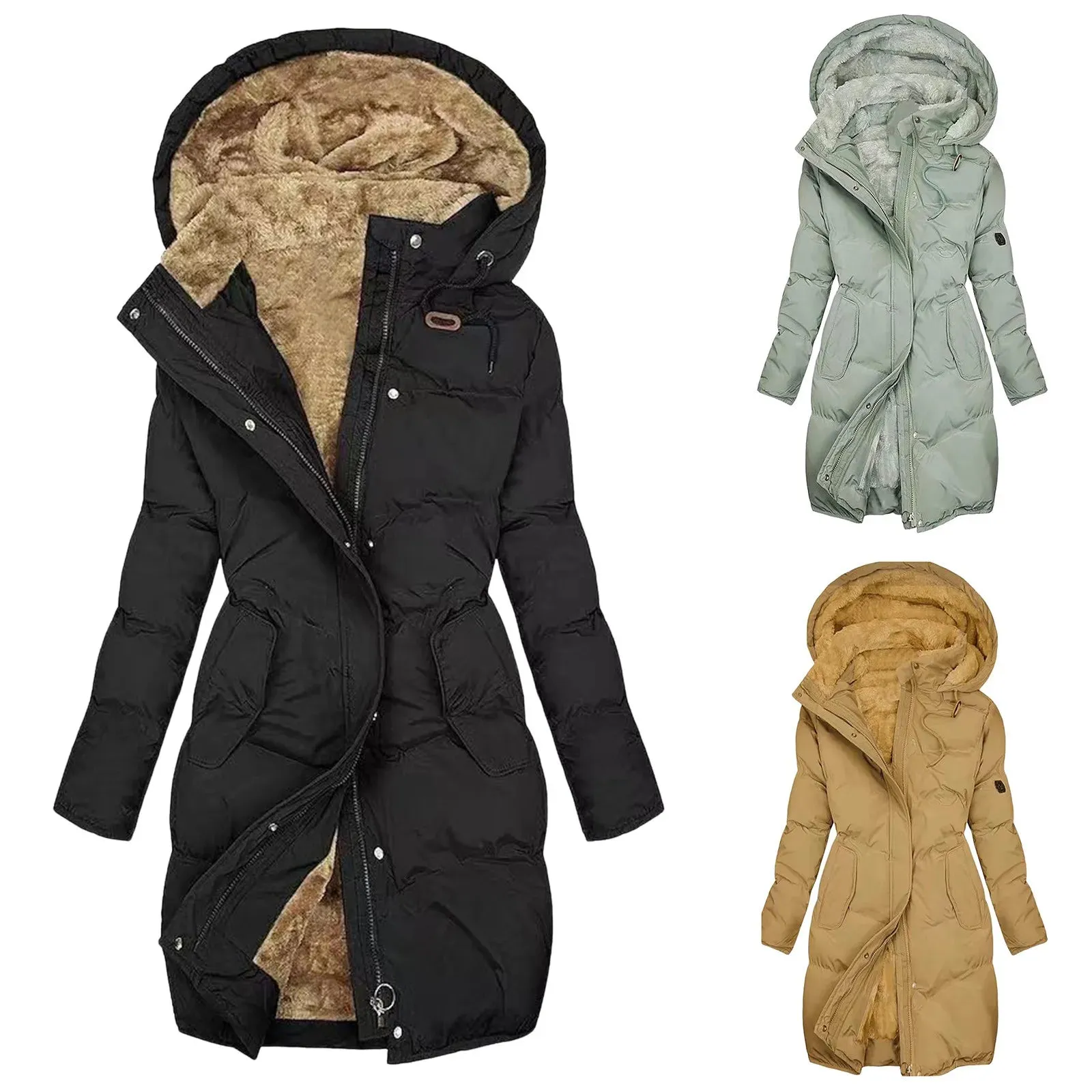 Long Insulated Rain Coats For Women Women Winter Coat Warm Winter Jacket With Hood Thick Warm Windbreaker Hiking Jacket Vestidos