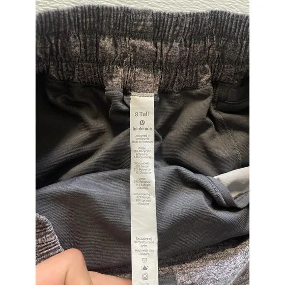 Lululemon Hotty Hot Short High Rise Long 4&quot; Heather Lux Multi Black Sz 8 Tall