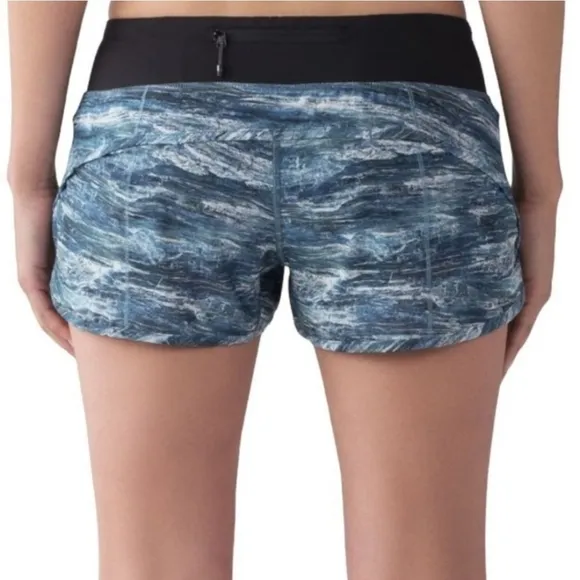 Lululemon Speed Shorts Lined Aerial Drift Multi Black Blue