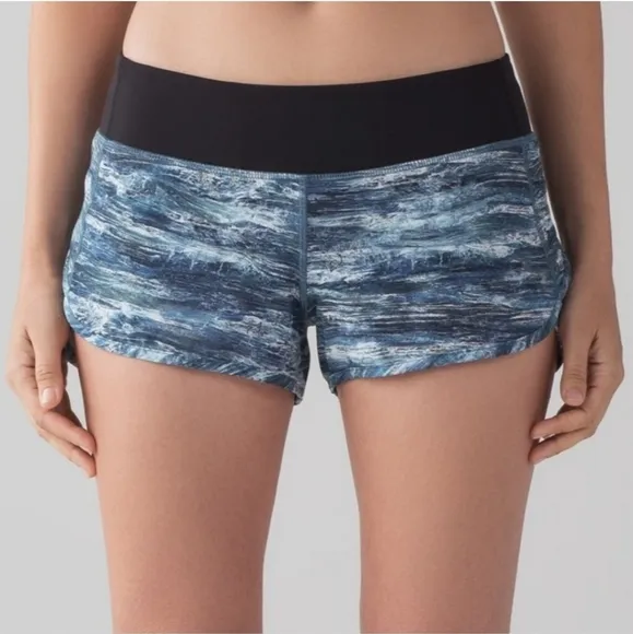 Lululemon Speed Shorts Lined Aerial Drift Multi Black Blue