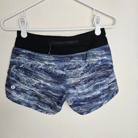 Lululemon Speed Shorts Lined Aerial Drift Multi Black Blue