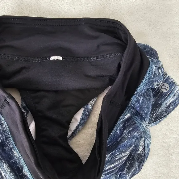 Lululemon Speed Shorts Lined Aerial Drift Multi Black Blue