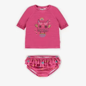 Maillot deux-pièces rose à motifs, bébé || Pink two-pieces swimsuit with patterns, baby