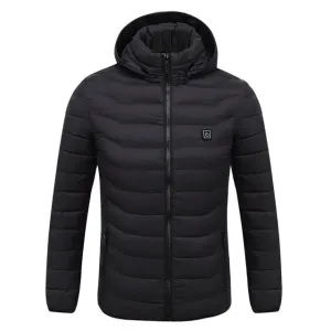 Men Winter Warm USB  Smart  Hooded Waterproof  Heating Jacket