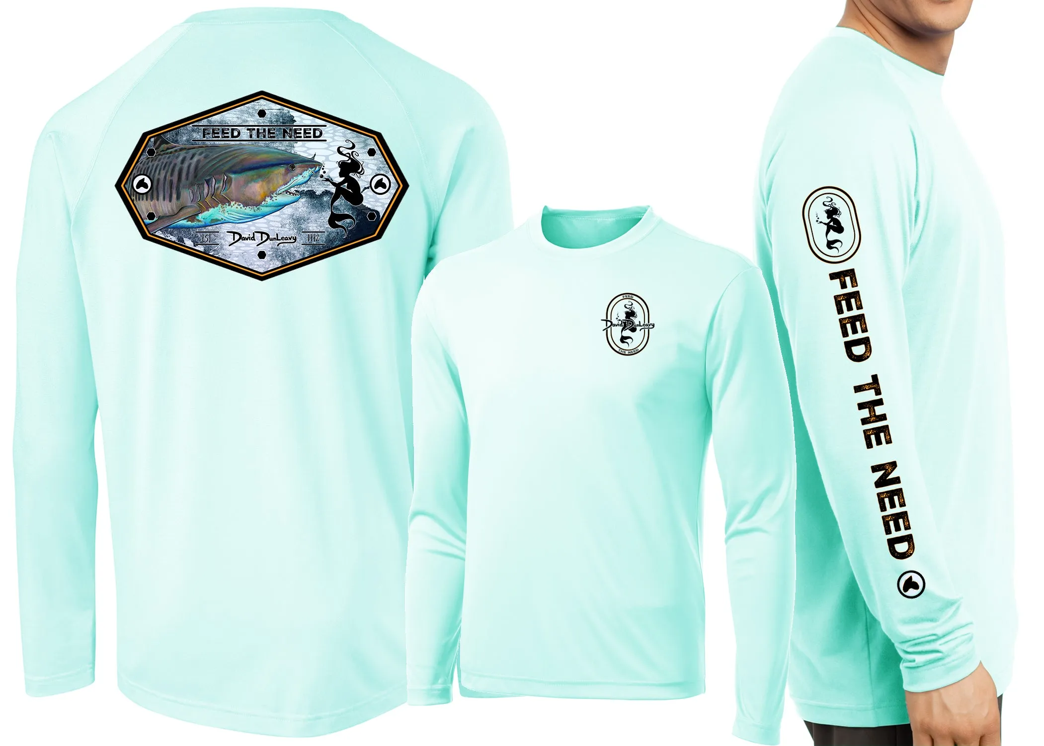 Men’s Performance Tiger Shark & Mermaid Long Sleeve