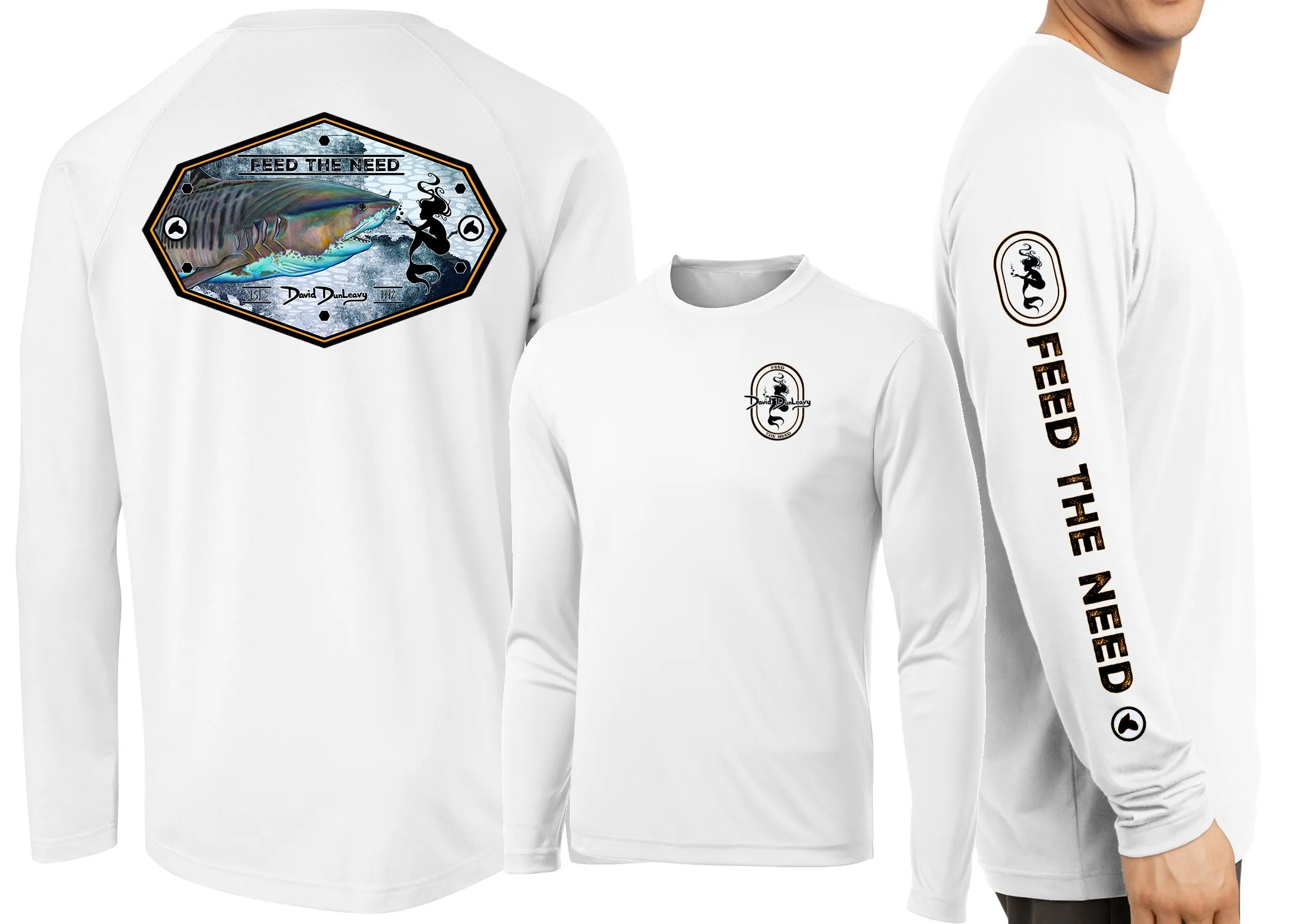 Men’s Performance Tiger Shark & Mermaid Long Sleeve