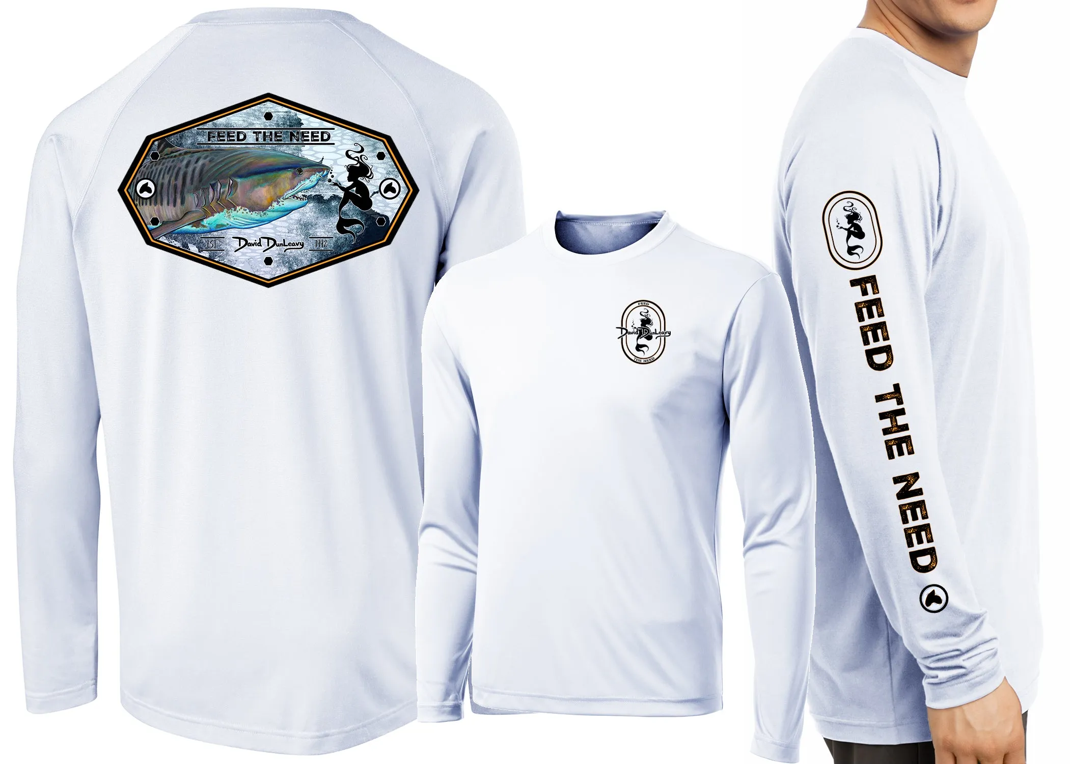 Men’s Performance Tiger Shark & Mermaid Long Sleeve