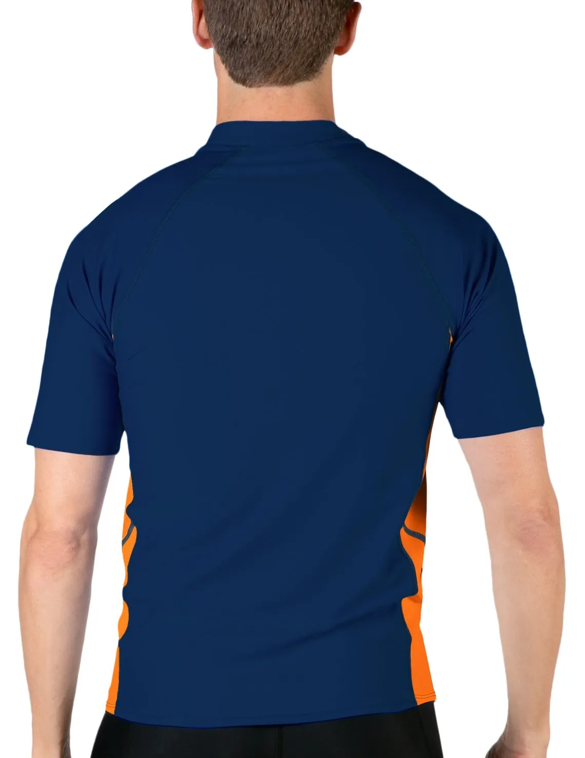 Men's  Swim Performance Short Sleeve Rash Guard - Navy / Orange