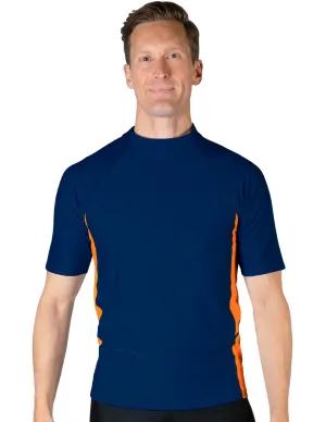 Men's  Swim Performance Short Sleeve Rash Guard - Navy / Orange