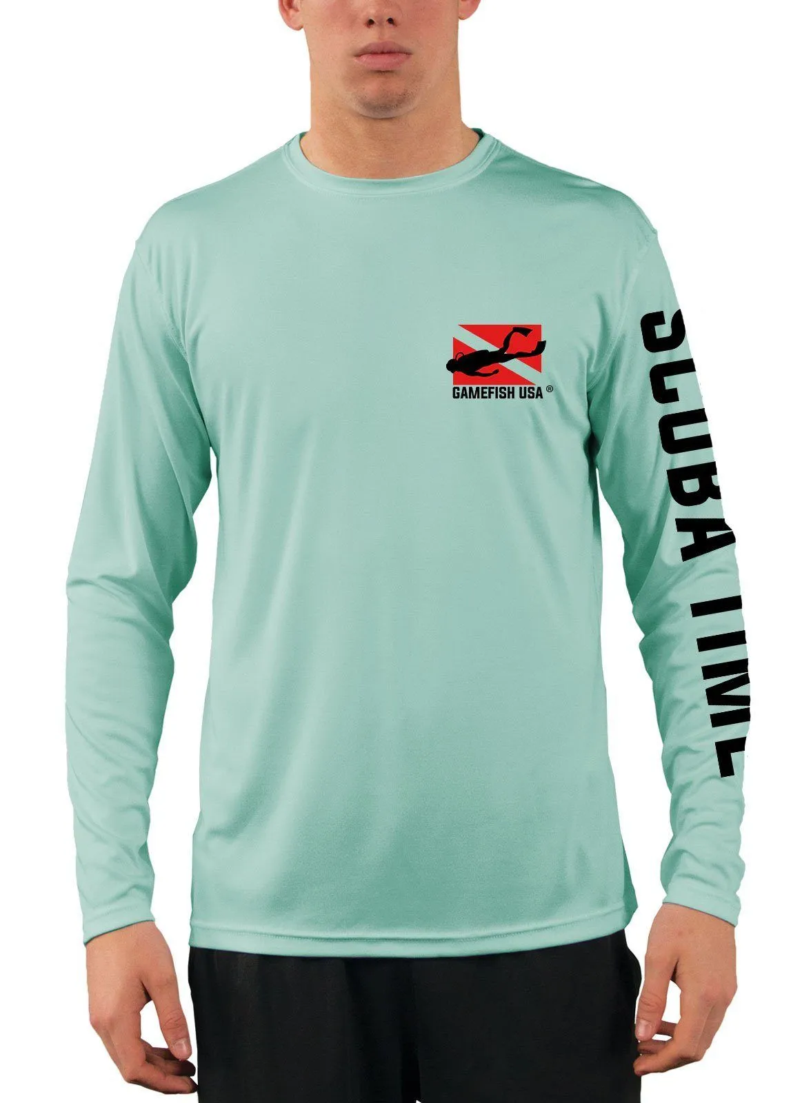 Men's UPF 50 Long Sleeve Microfiber Moisture Wicking Performance Fishing Shirt Scuba Tank