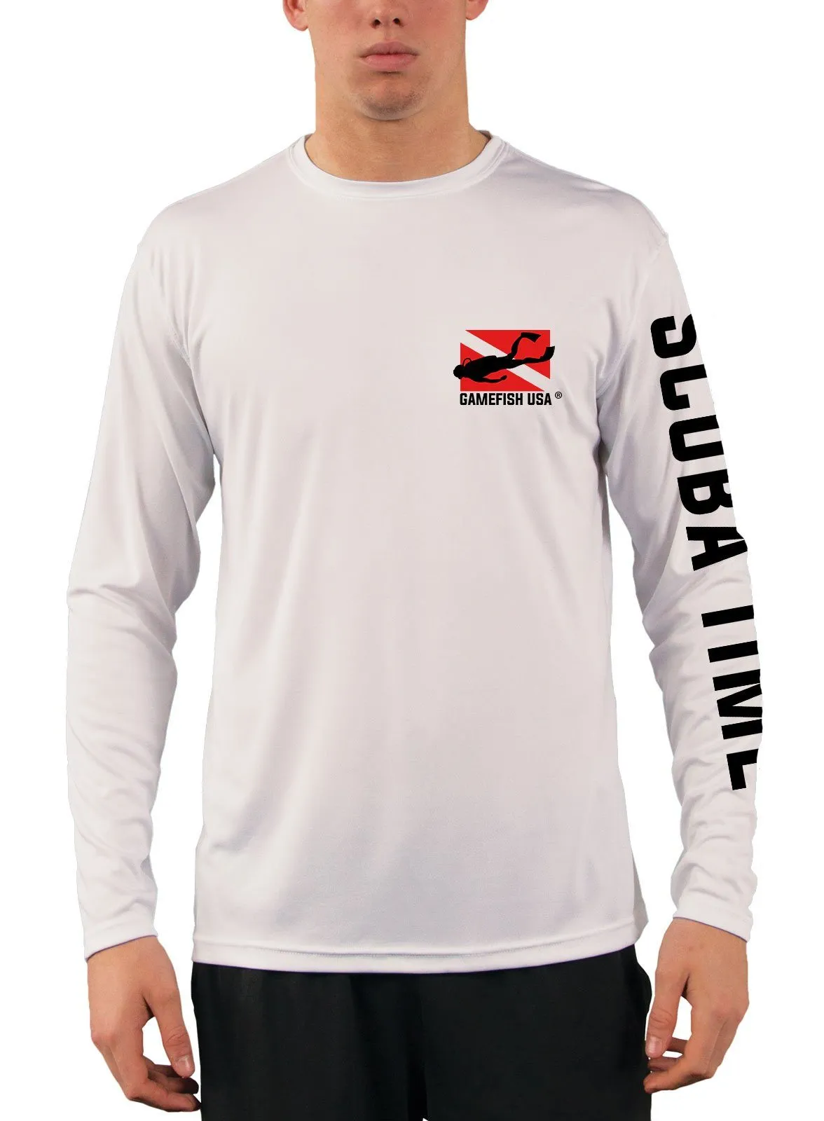Men's UPF 50 Long Sleeve Microfiber Moisture Wicking Performance Fishing Shirt Scuba Tank